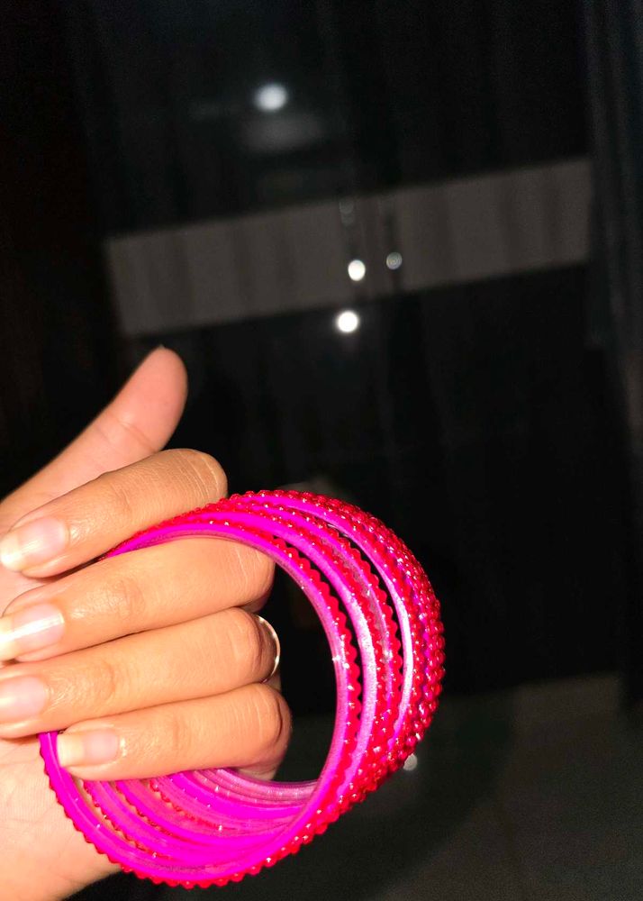 Pink Sparkly Bangles 2&#34;4 Inch