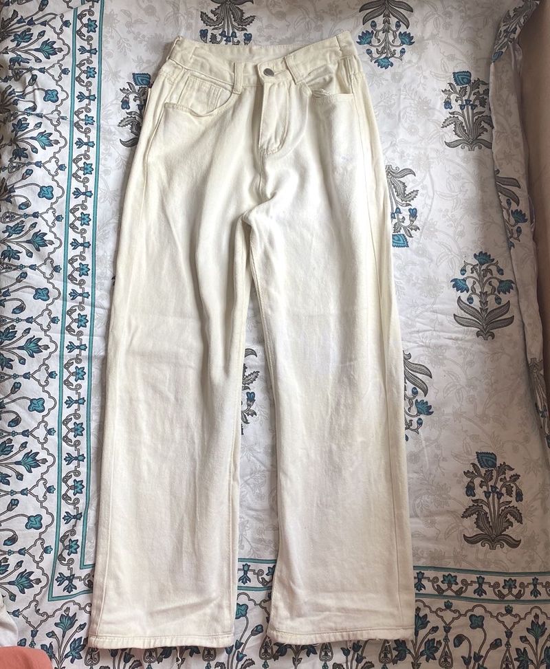 Straight Off White Denim Jeans