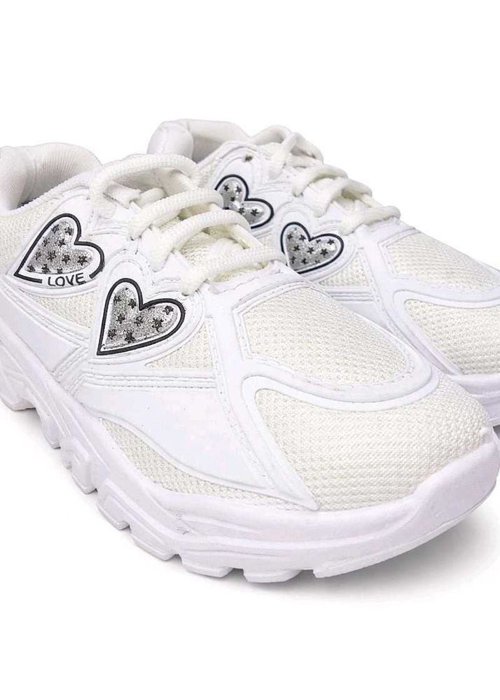 Trendy White Sneakers with Hearts