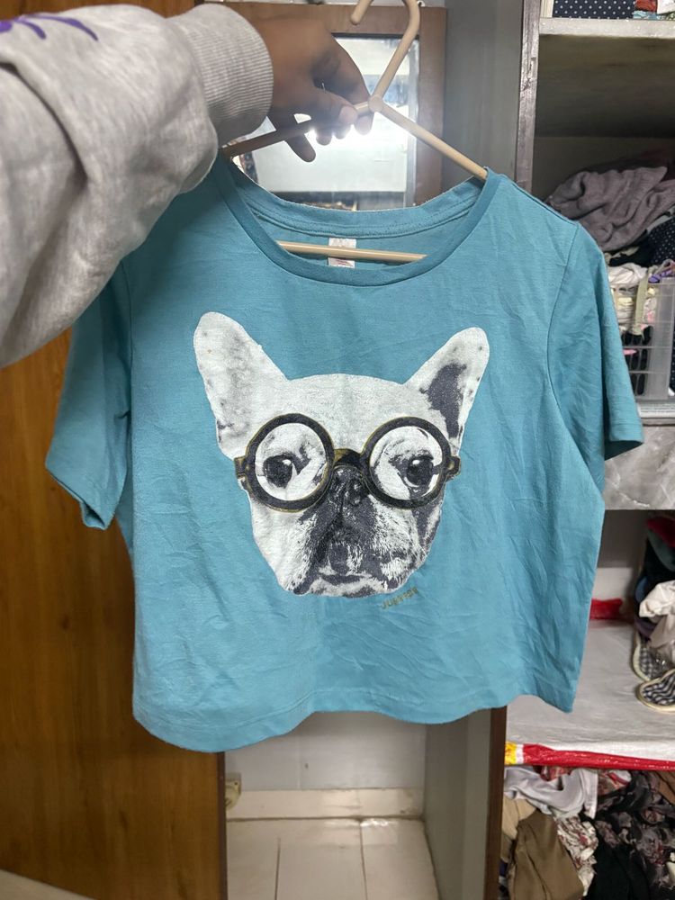 Dog Print Crew Neck T-shirt