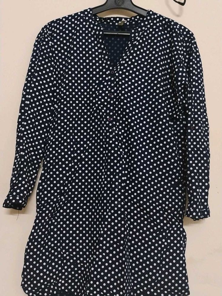 Navy Polka Dot Blouse