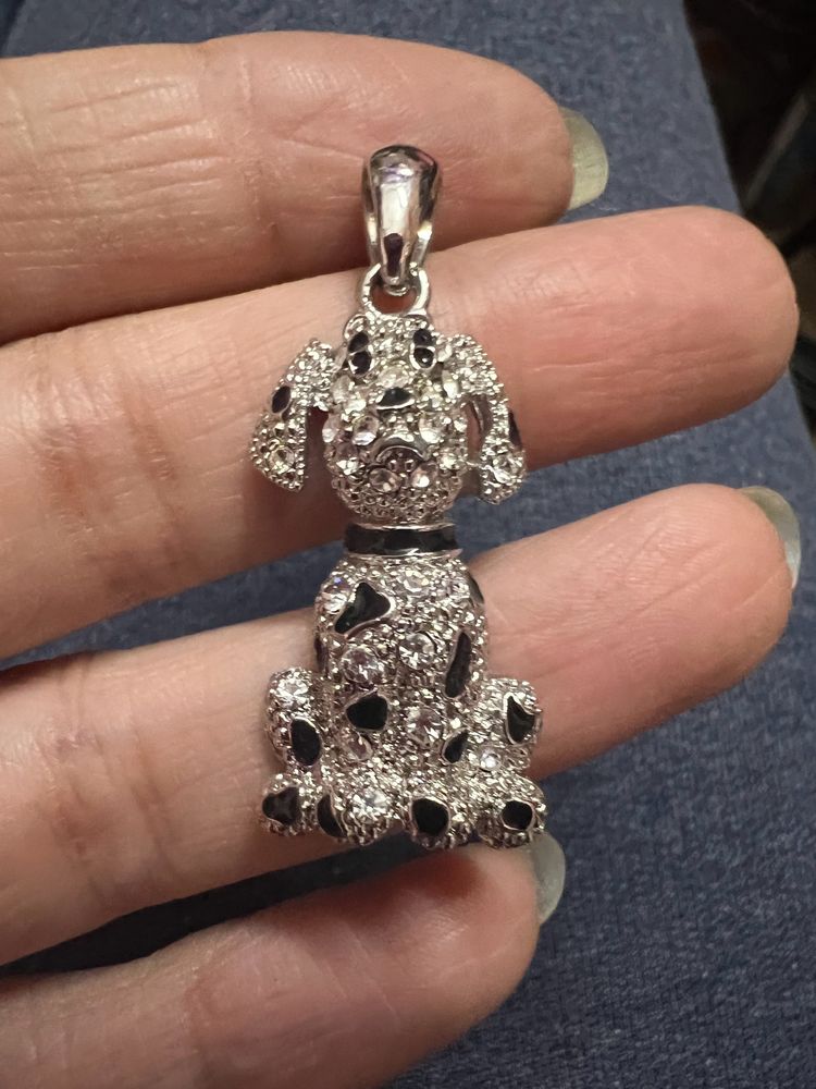 Rhinestone Encrusted Dalmatian Dog Pendant