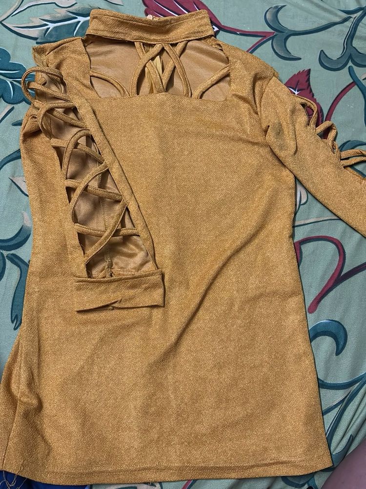 Gold Strappy Cutout Top