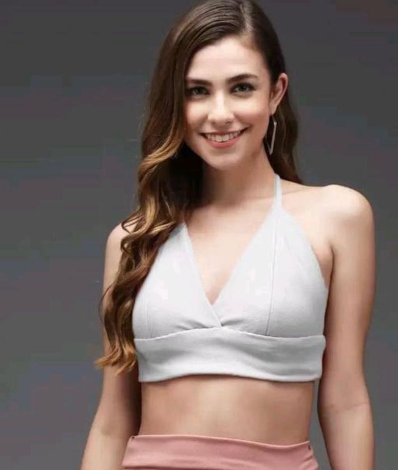 White Halter Crop Top