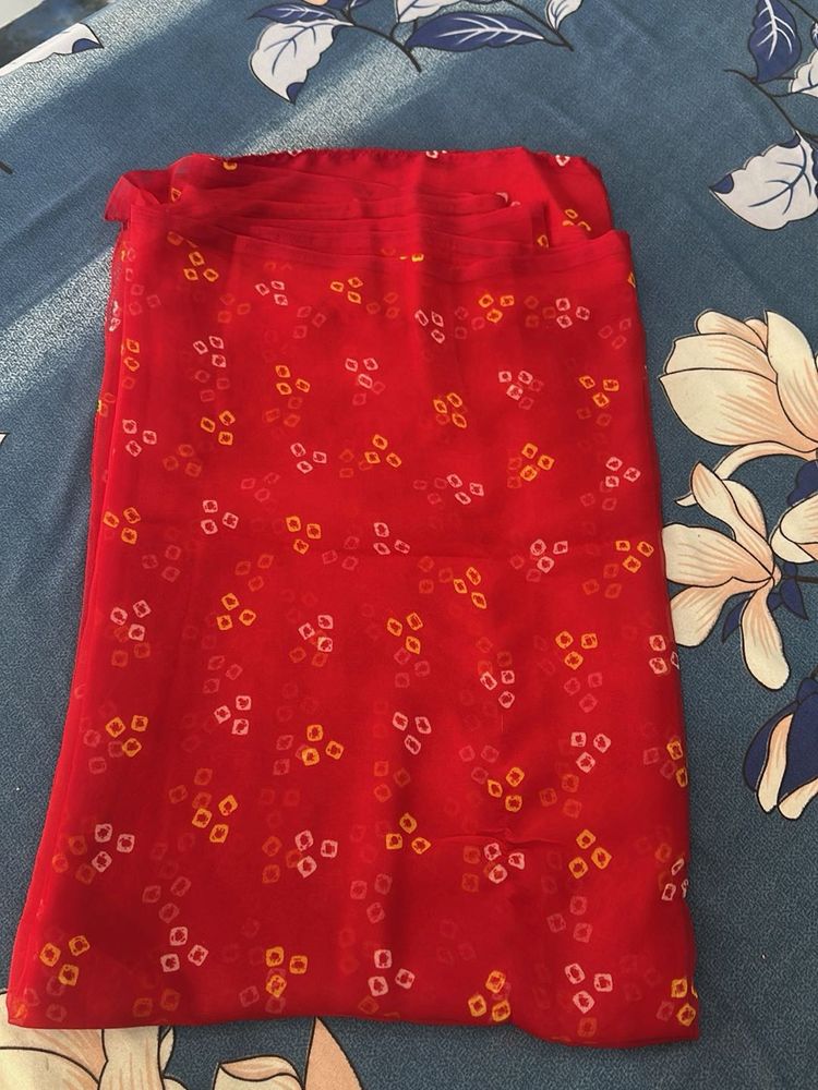 Red Bandhani pyor saree