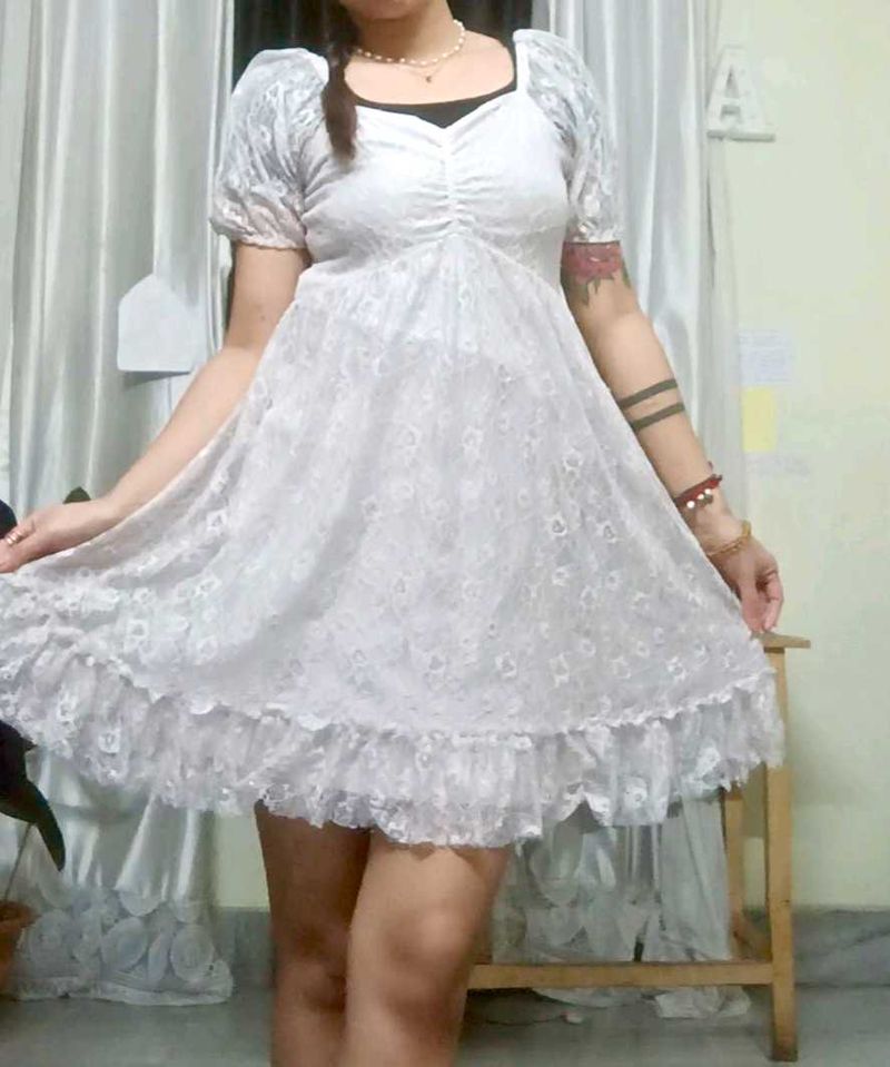 White Lace Mini Dress