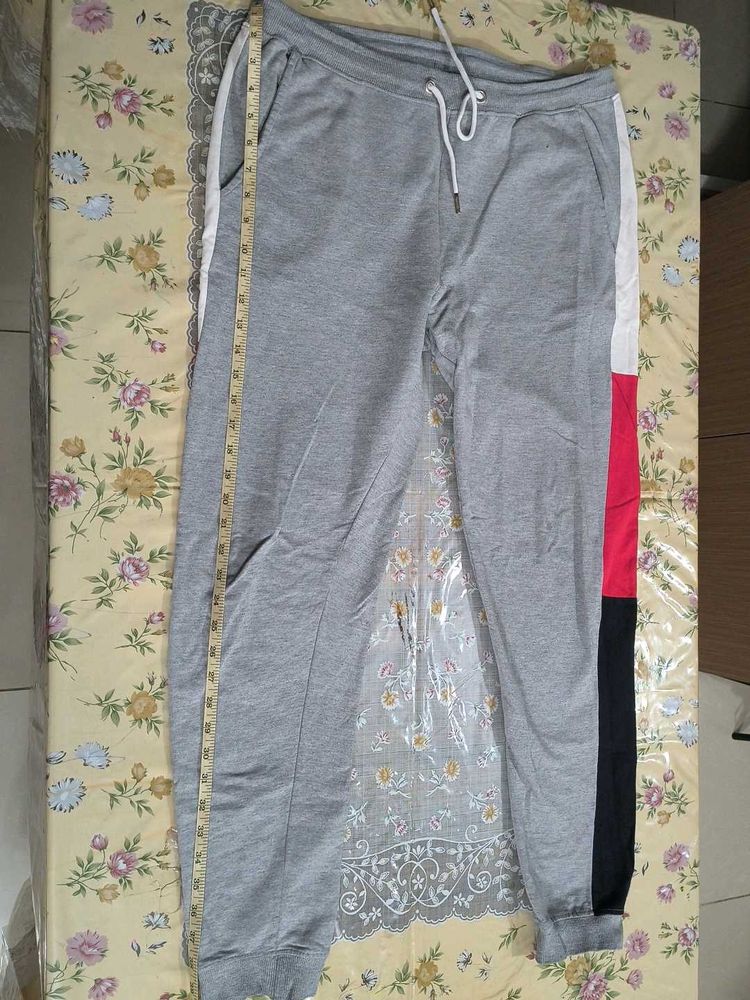 Stylish Grey Joggers with Color Block Detail