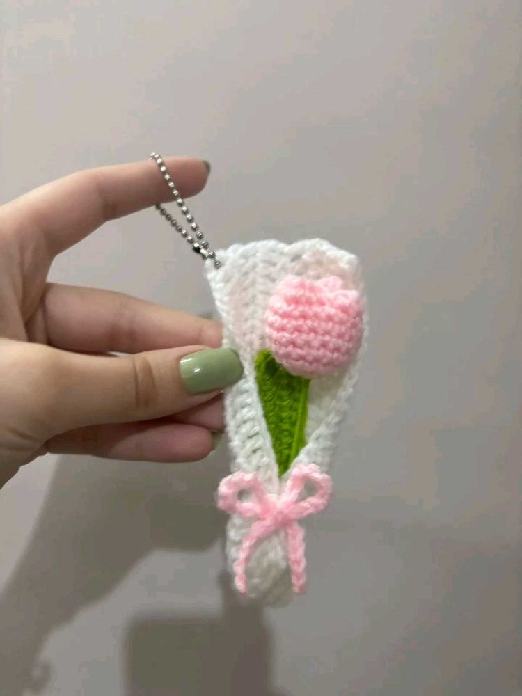 Mini Crochet Tulip Bouquet keychain