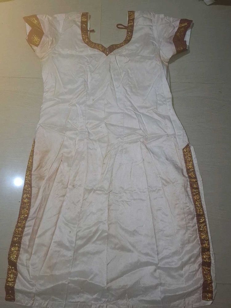 White &amp; Gold Ethnic Dress