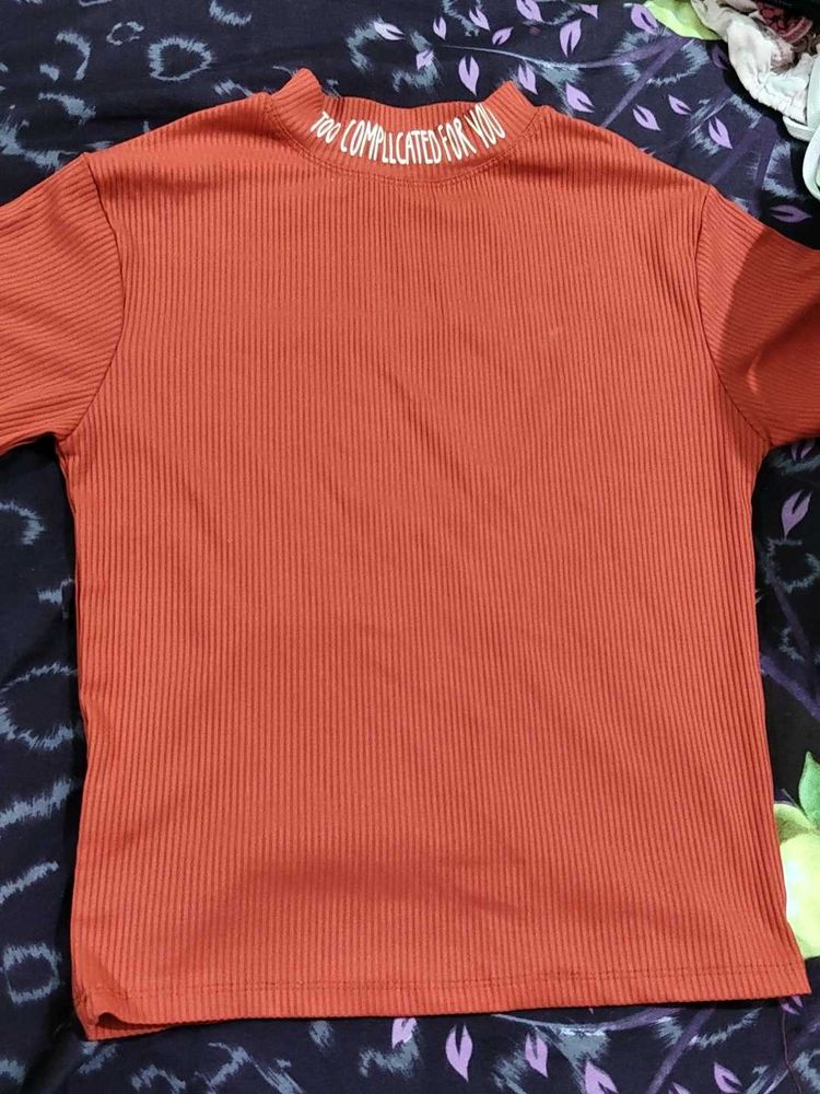 Orange Ribbed Top