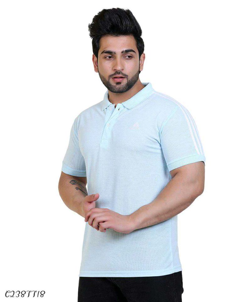 Matty Solid Half Sleeves Mens Polo Neck T-Shirt