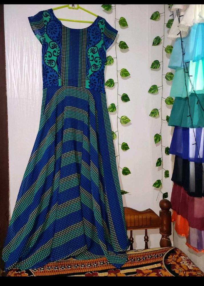 Combo Of Blue Flared Gown 🧿✨✨&amp;Fish Cut Long Top