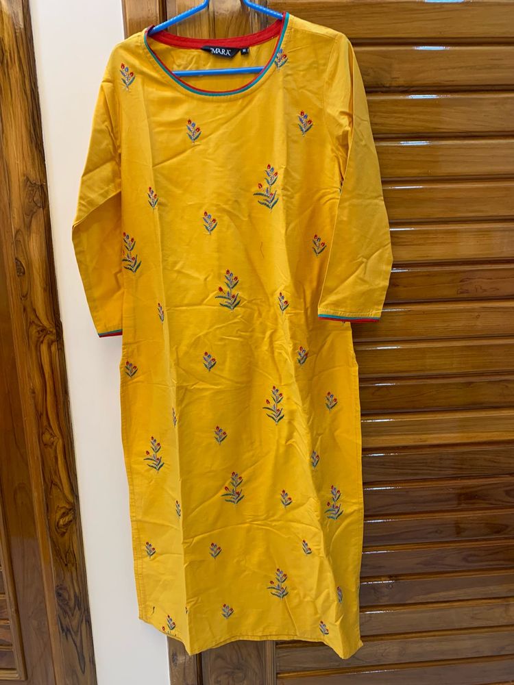 Yellow Embroidered Kurta