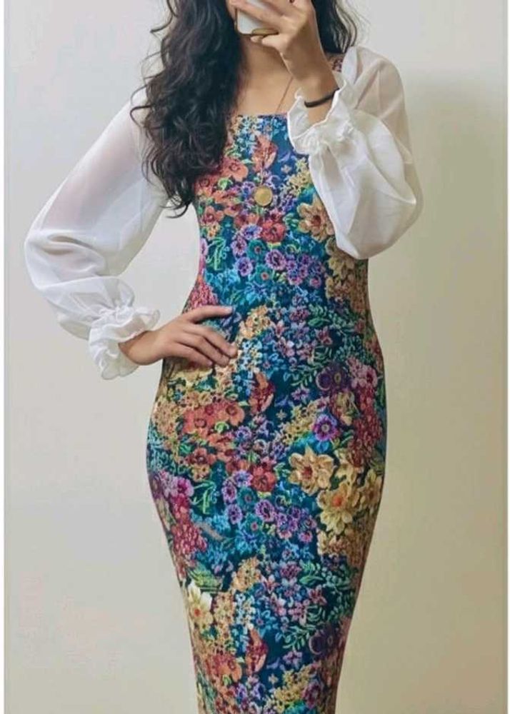 Floral Midi Bodycon Dress