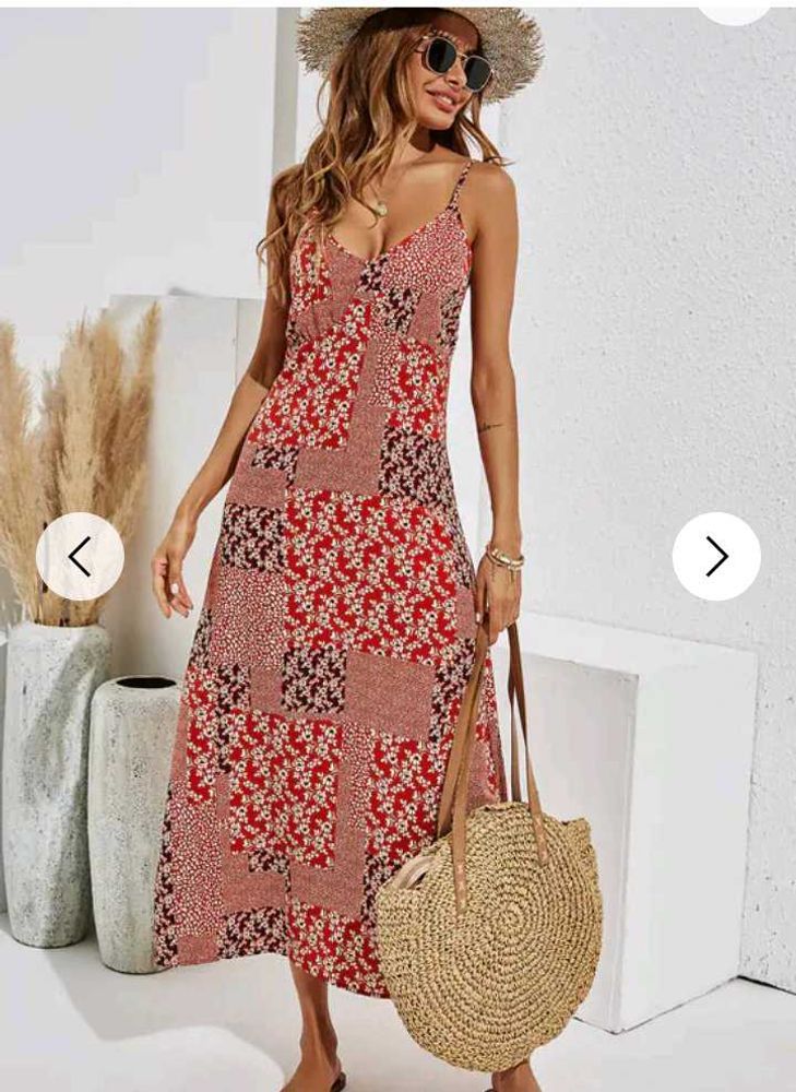 URBANIC Floral Patchwork Midi Dress