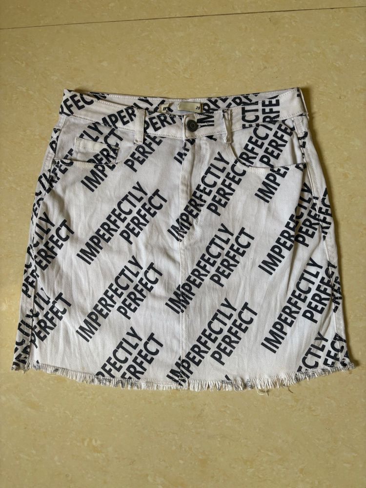 White Denim Skirt
