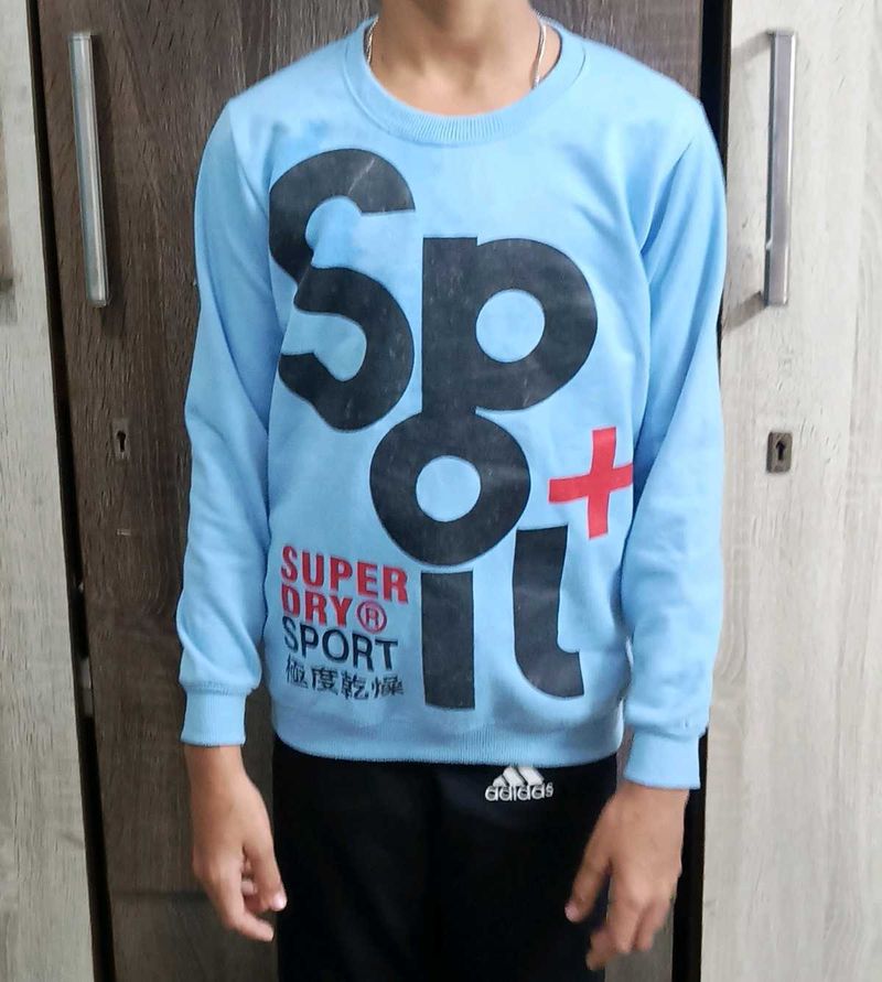 A Sky Blue Sweatershirt .