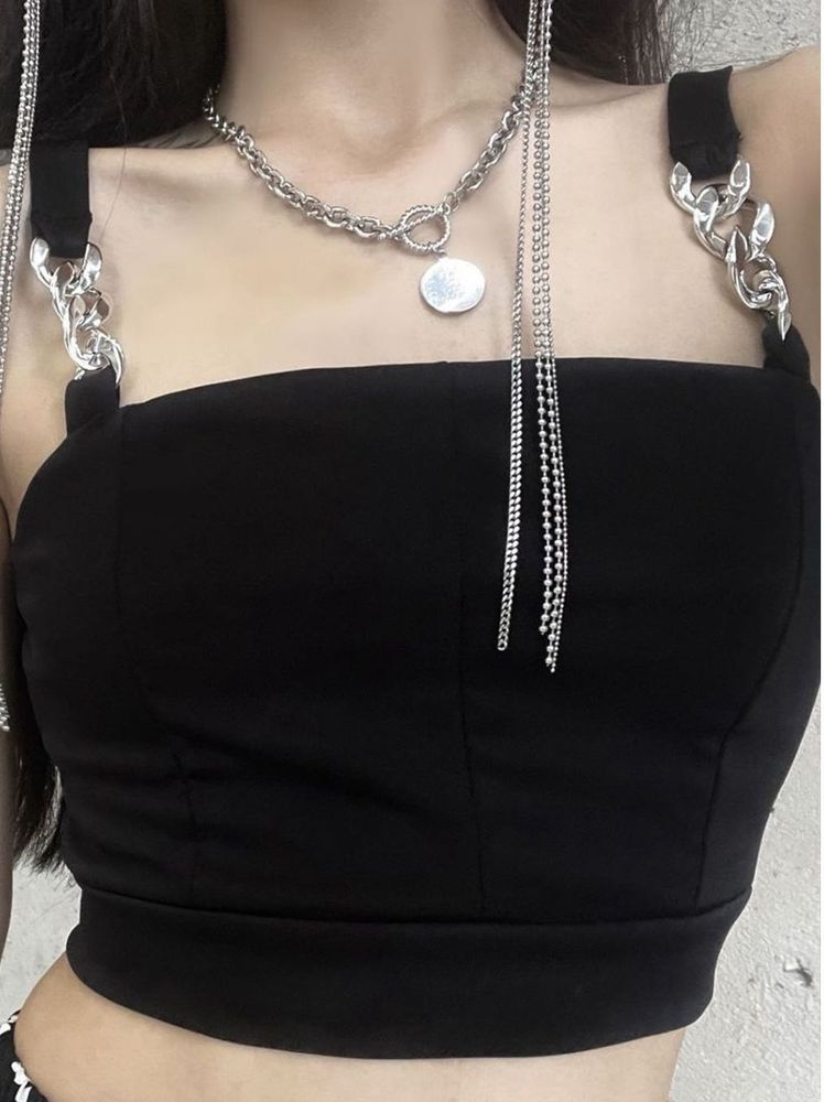 URBANIC black crop top with chain straps