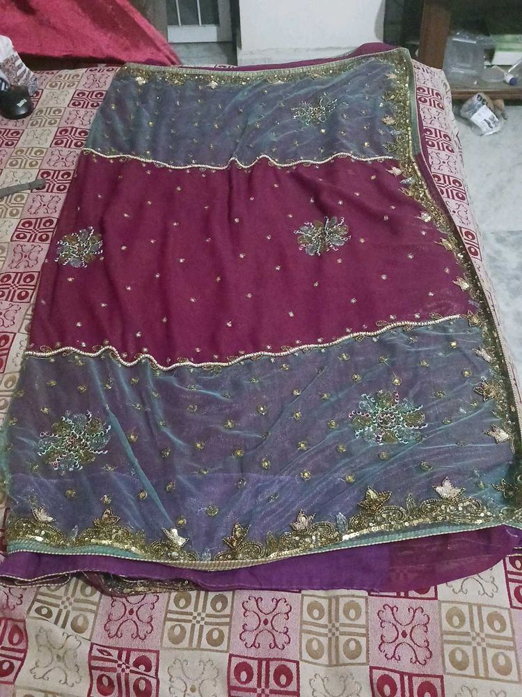 FANCY Purple Shimmer Saree