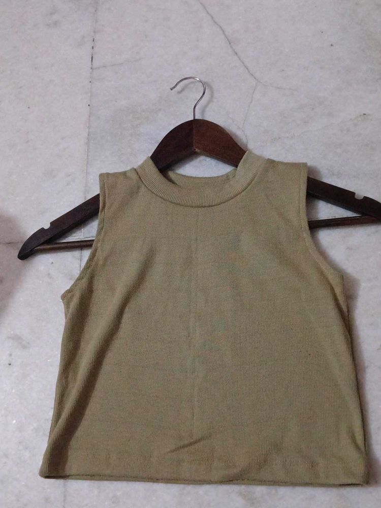 Tan Mock Neck Tank