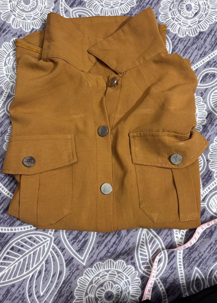 brown double pocket shirt girls
