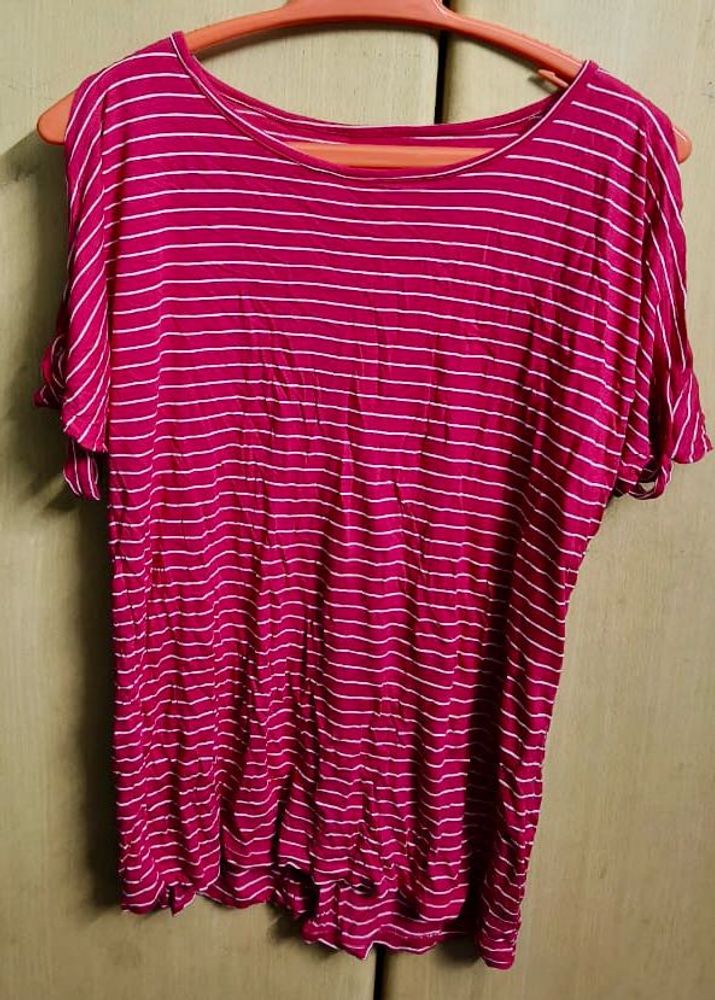 Striped Cold Shoulder Top