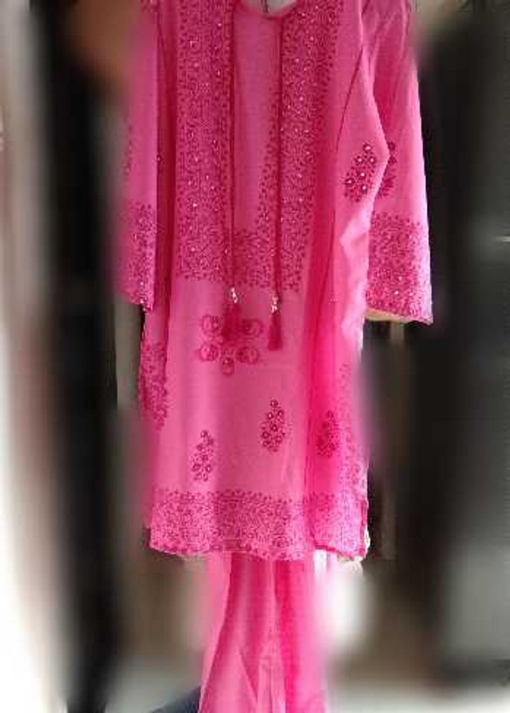 Pink Embroidered Kurta Set