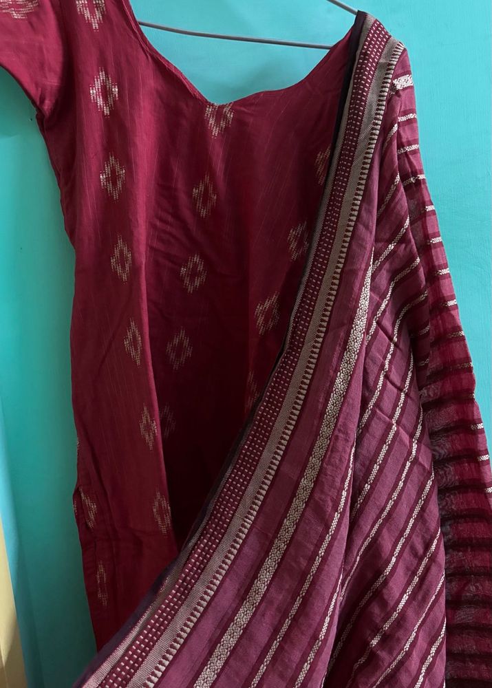 Maroon Kurta with Duppatta