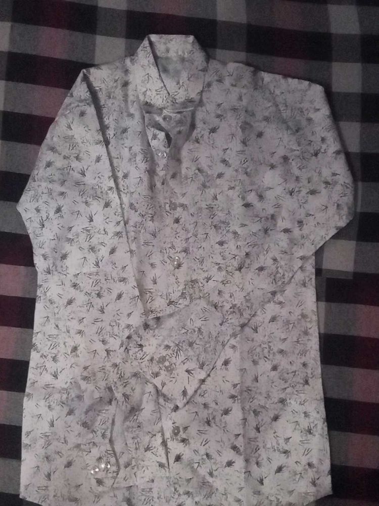A Rayon White Party Wear Shirt