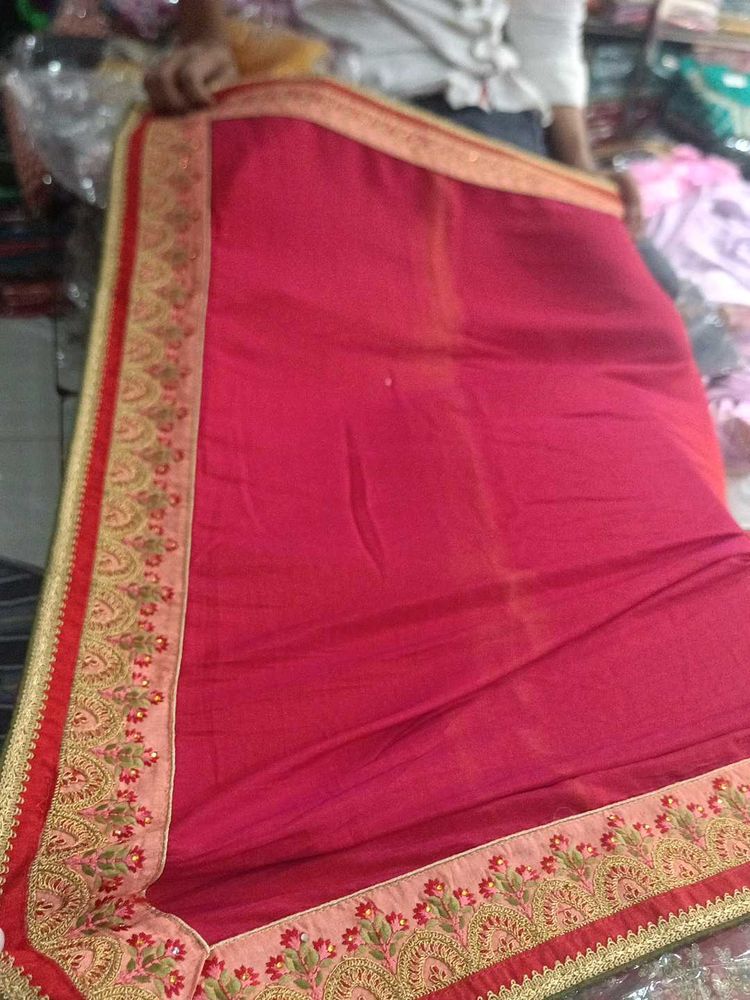 Red Embroidered Saree (Minor Issue)