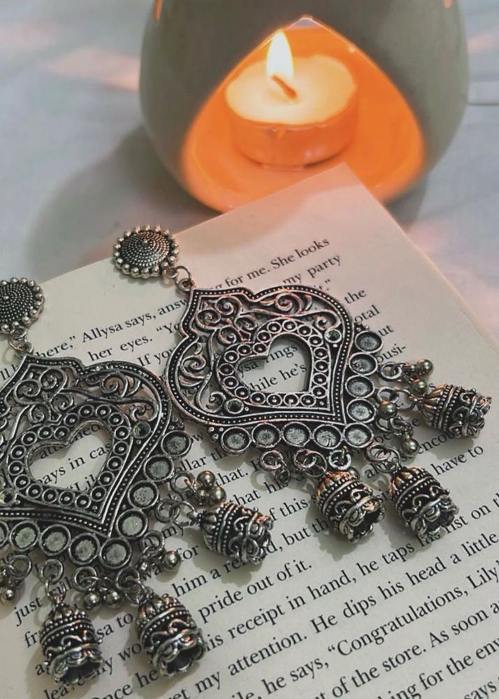 Ethnic Heart Drop Earrings with Jhumkis🌻