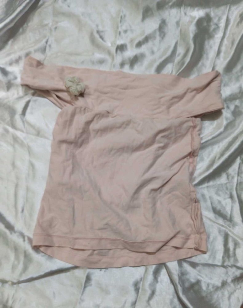 Cute Pink Off Shoulder Top