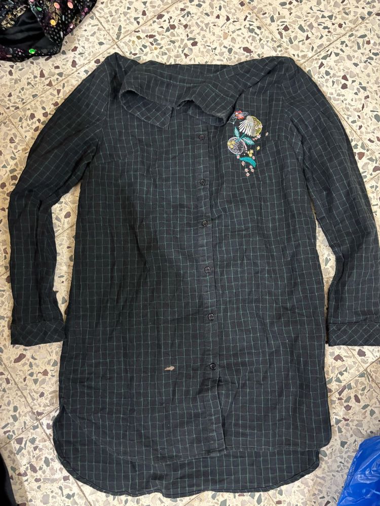 Checkered Embroidered Top