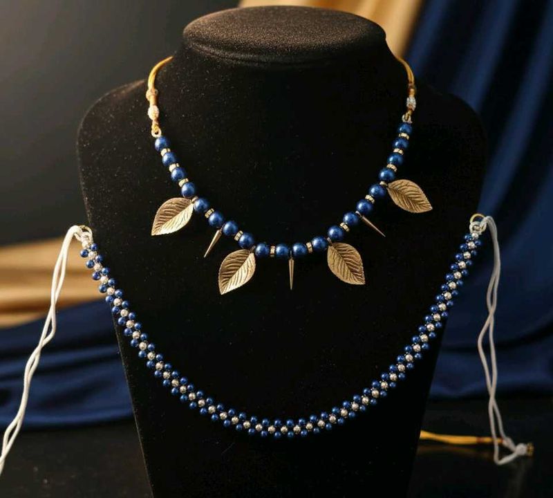 Blue Beaded Necklace and Hip Belt