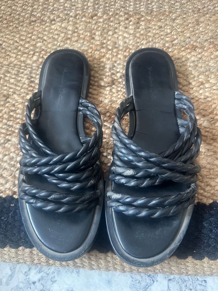Massimo Dutti Braided Black Sandals UK 7