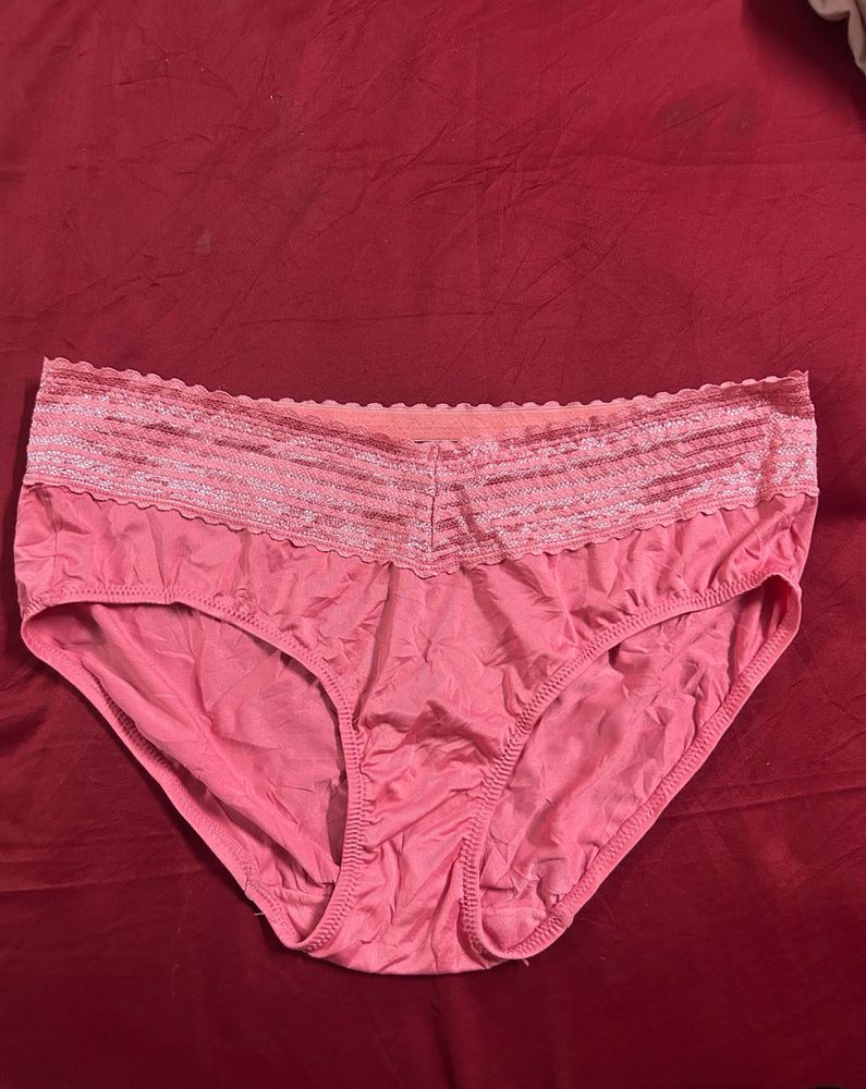 Pink Lace Trim Briefs