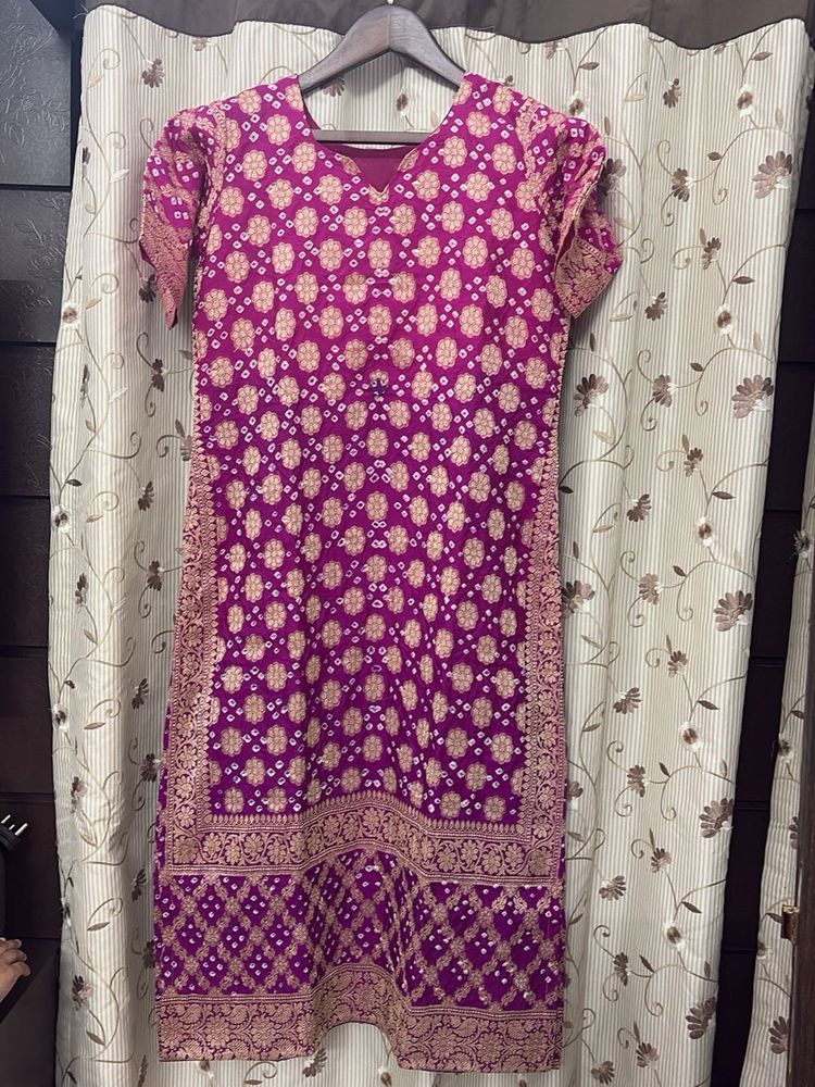 Purple Bandhani Print Kurta