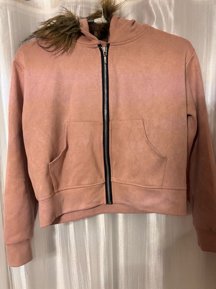 Pink Fur Hoodie Jacket