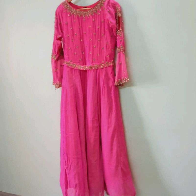 Pink Zari Work Gown!