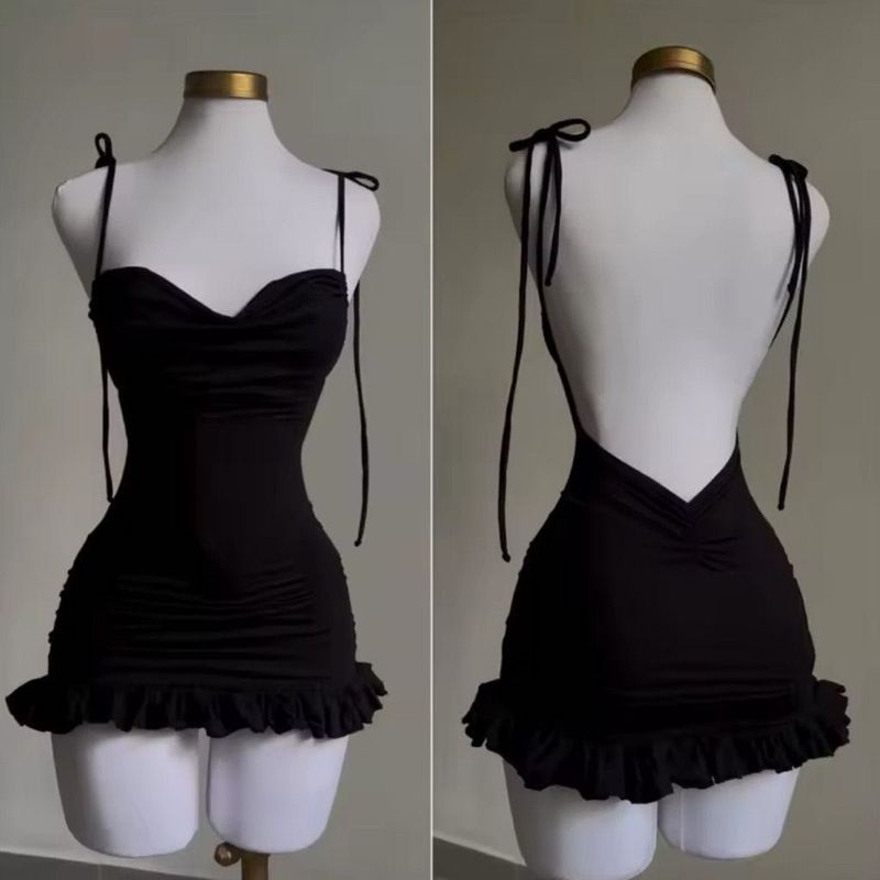 Ruched Ruffle Mini Dress