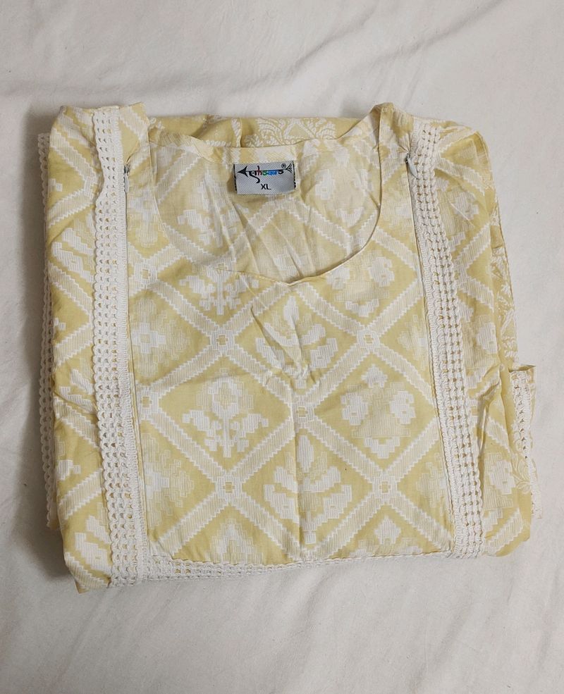 Lemon Kurti With Feeding Zip