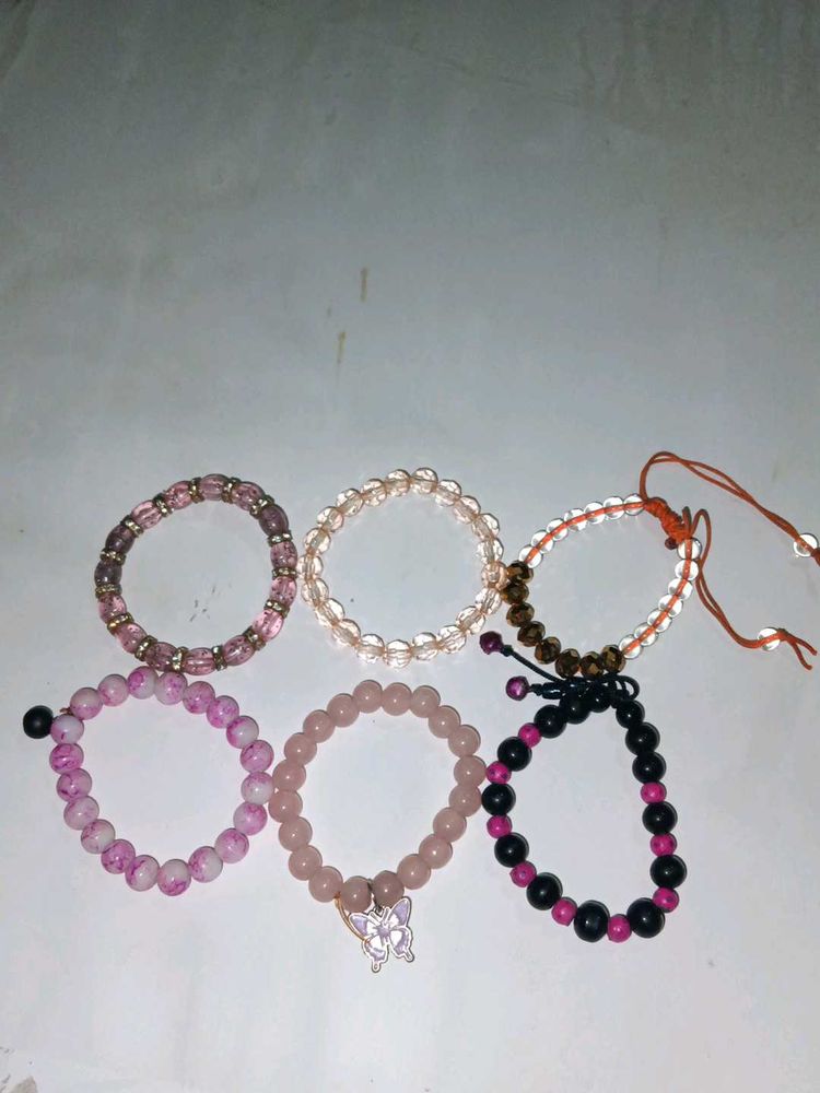 Assorted Beaded Bracelet Set 6 + one free Bracele