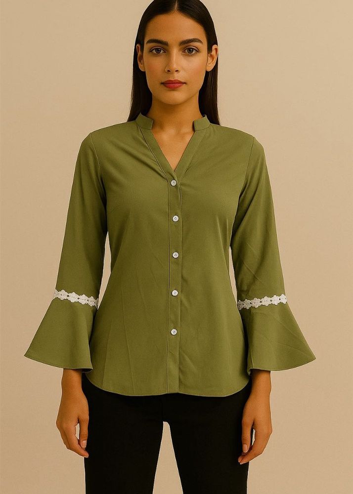 Olive Green Lace Cuff Top