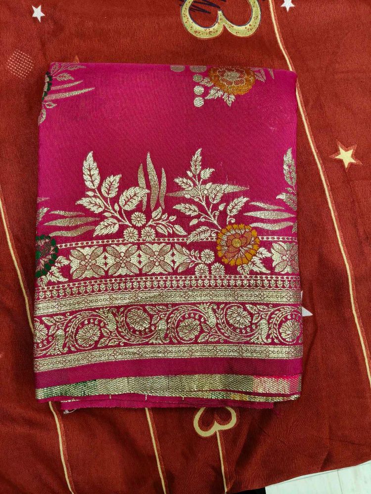 Pink Floral Saree