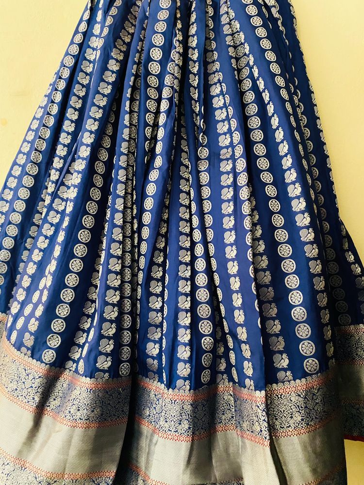 Blue Silk Lehenga Skirt