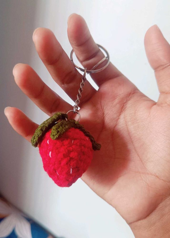 Crochet handmade Strawberry Keychain