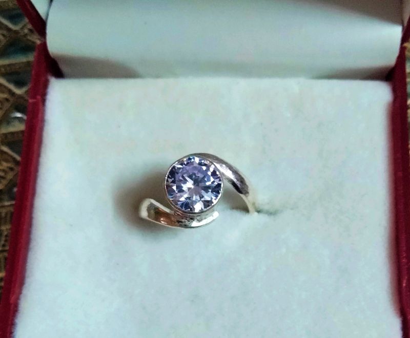 Silver Ring White Stone
