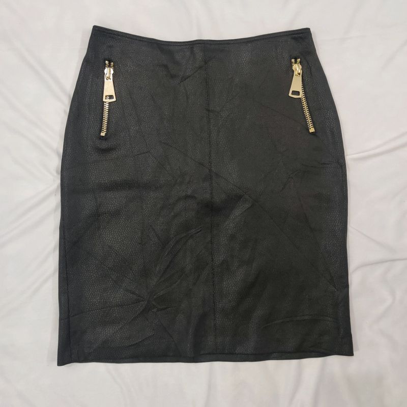 Black Faux Leather Skirt