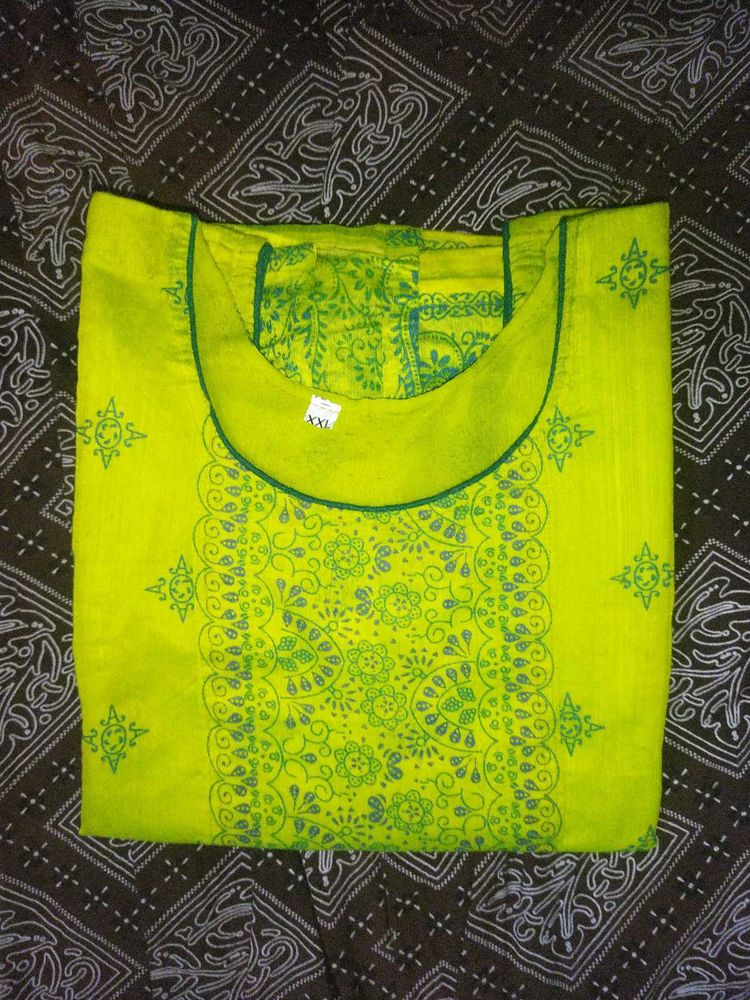 Green &amp; Blue Printed Kurti - XXL