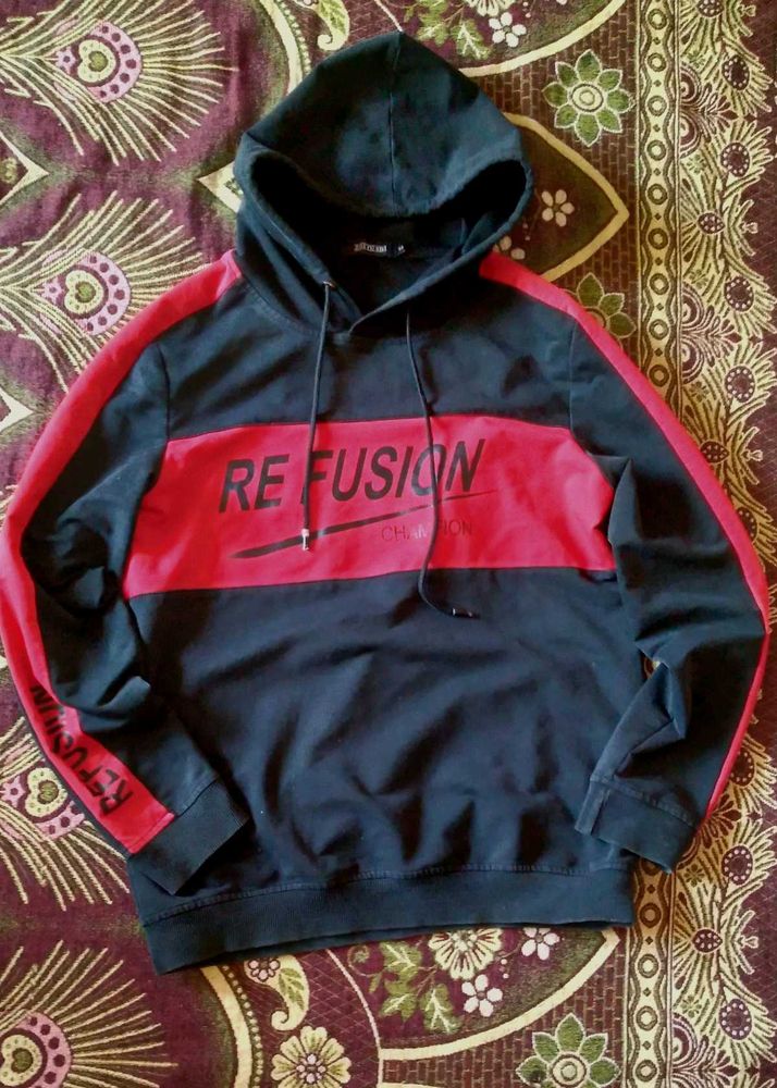 Black Red Hooded Swetie For Boys